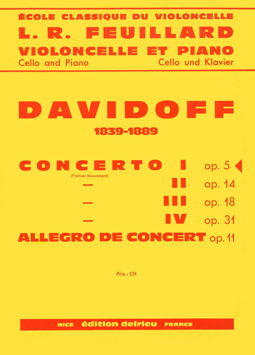Concerto n°1 Op.5 en Si min. - partition violoncelle, Karl Davidoff