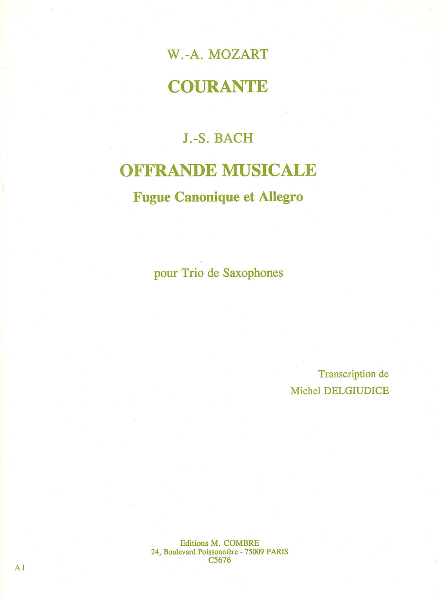 Courante / Offrande musicale - partition saxophone, Johann Sebastian Bach