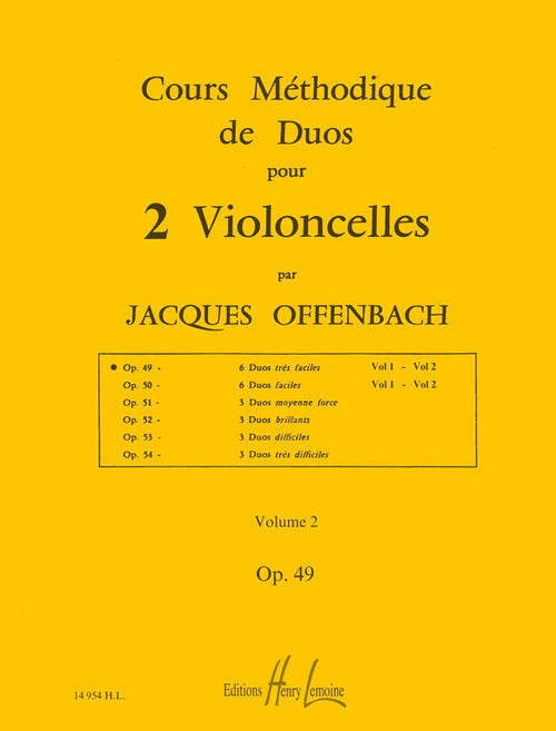 Cours méthodique de duos pour deux violoncelles Op.49 Vol.2 - méthode de violoncelle