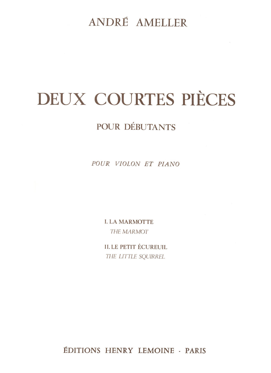 Courtes pièces (2) - partition violon, André Ameller