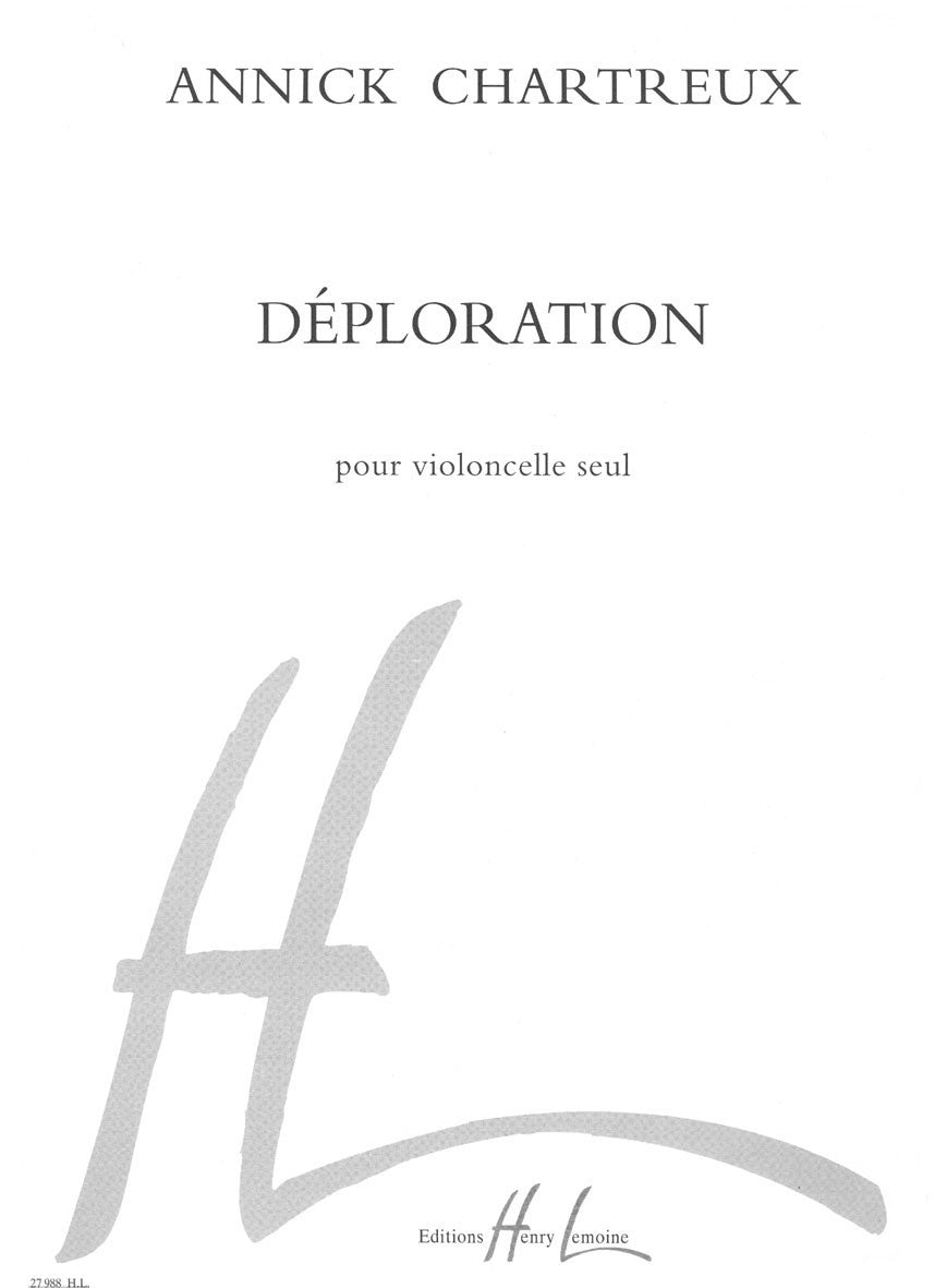 Déploration - partition violoncelle, Annick Chartreux