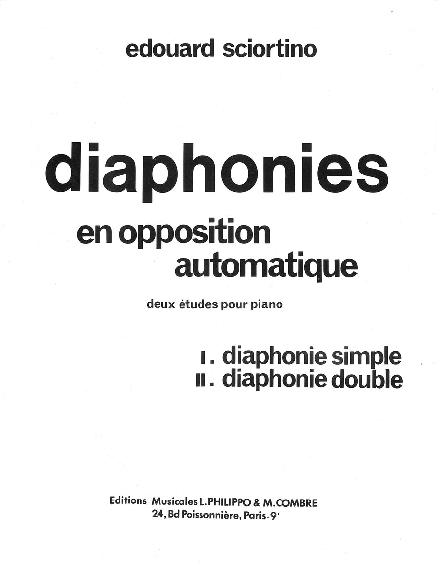 Diaphonies (2 études) Op.11 - méthode de piano, Edouard Sciortino