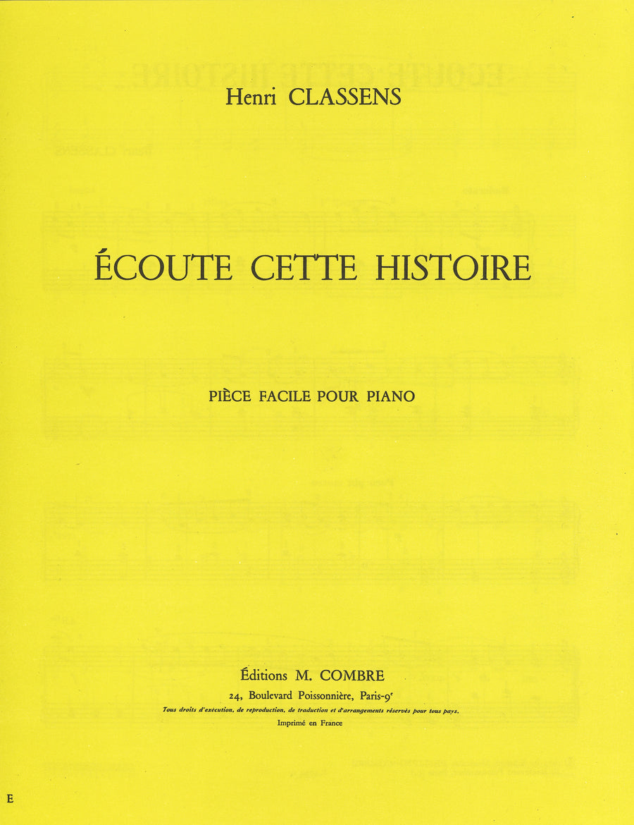 Ecoute cette histoire - partition piano, Henri Classens