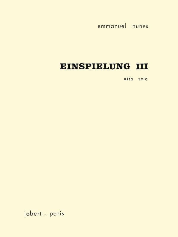 Einspielung III - partition alto, Emmanuel Nunes