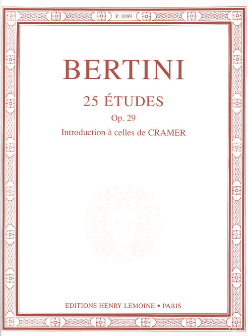 Etudes (25) Op.29 introduction à celles de Cramer - méthode de piano, Henri Bertini