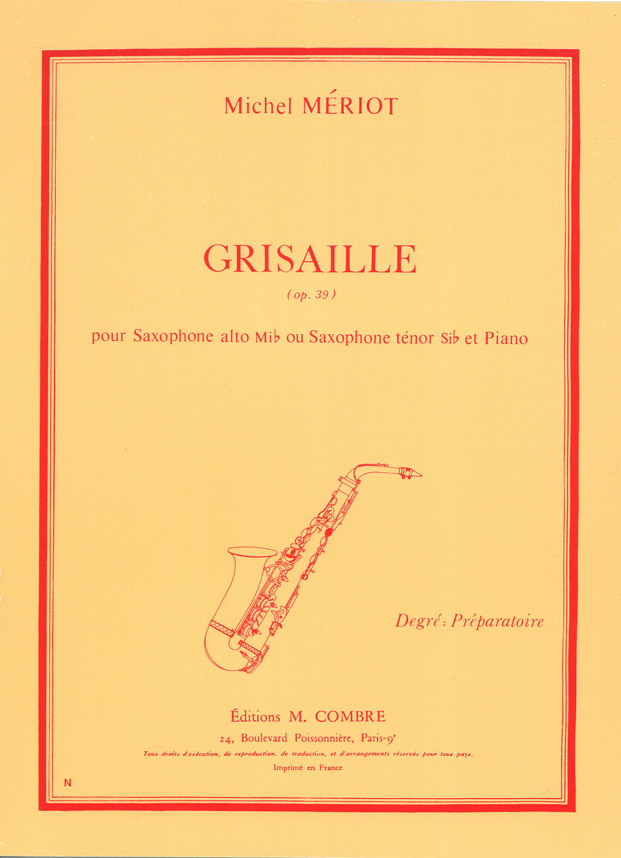 Grisaille - partition saxophone, Michel Meriot