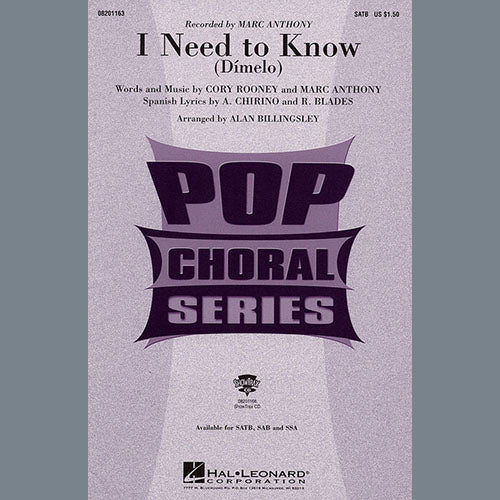 I Need To Know (Dimelo) (arr. Alan Billingsley)