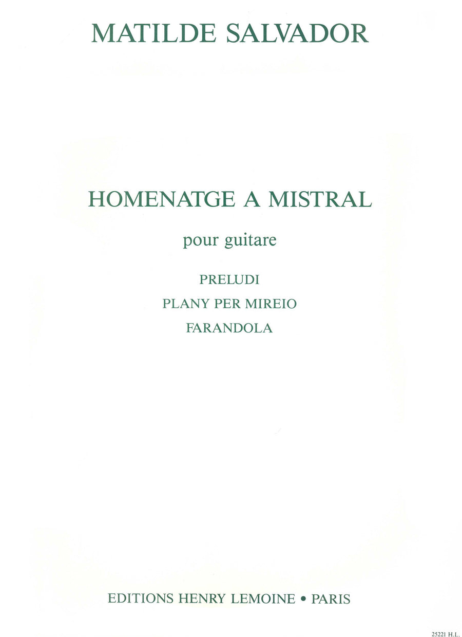 Homenatge à Mistral - partition guitare, Matilde Salvador