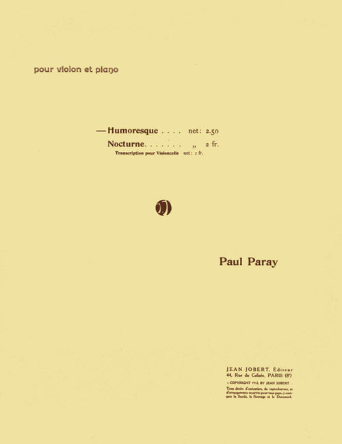 Humoresque - partition violon, Paul Paray