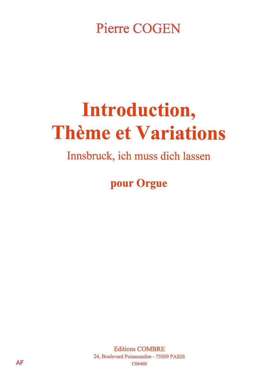 Introduction, thème, variations : Innsbruck, ich muss dich lassen - partition orgue