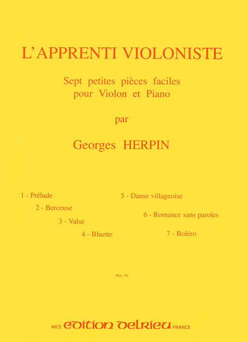 L'apprenti violoniste - partition violon, Georges Herpin