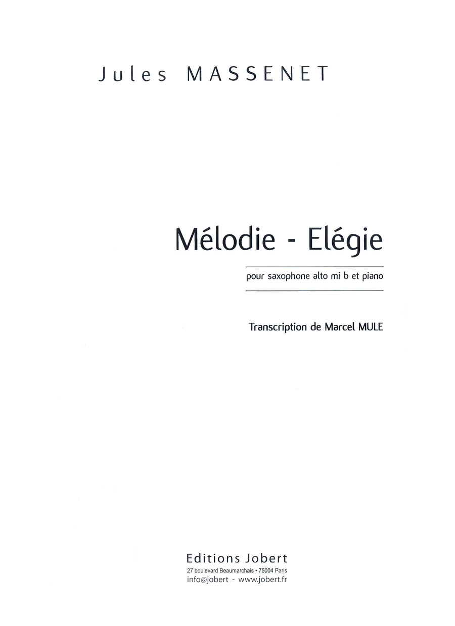 Mélodie Elégie - partition saxophone, Jules Massenet