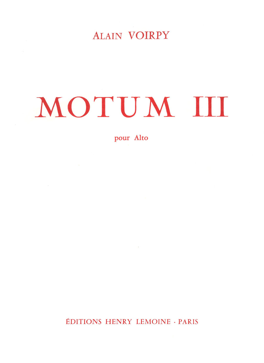 Motum III - partition saxophone, Alain Voirpy