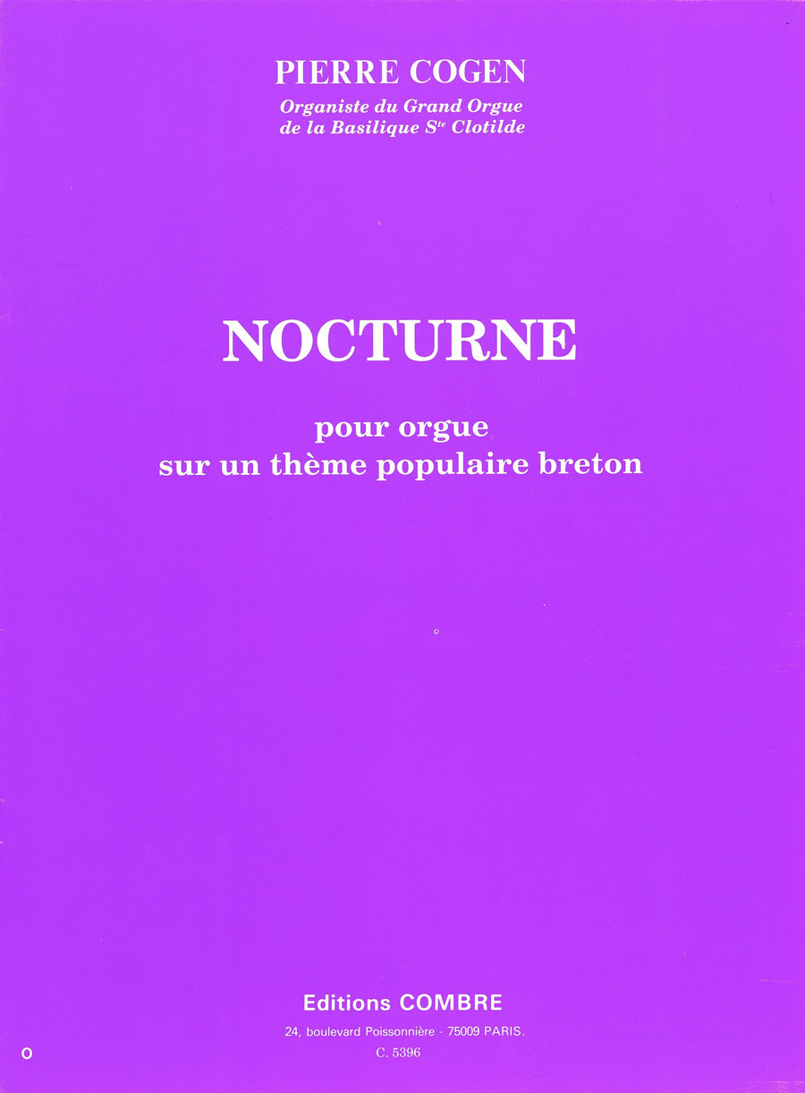 Nocturne (sur un thème populaire breton) - partition orgue, Pierre Cogen