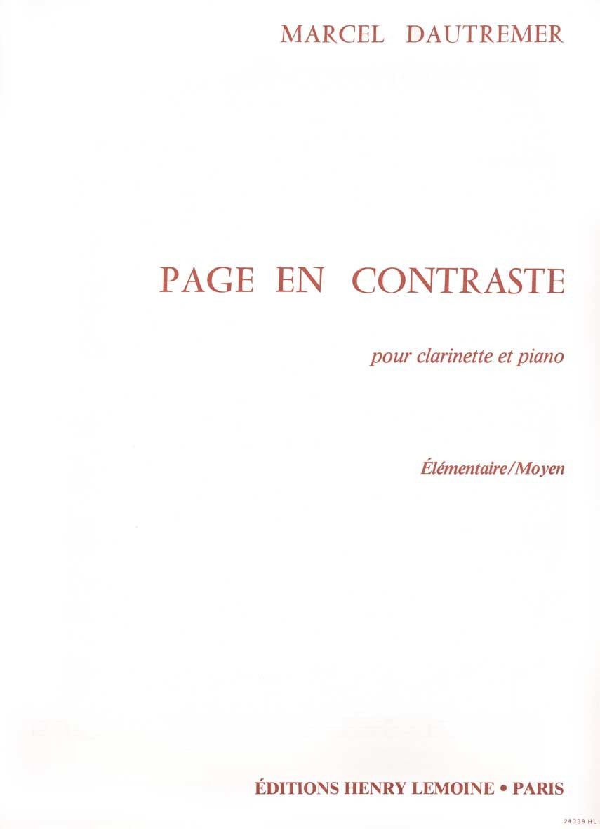 Page en contraste - partition clarinette, Marcel Dautremer