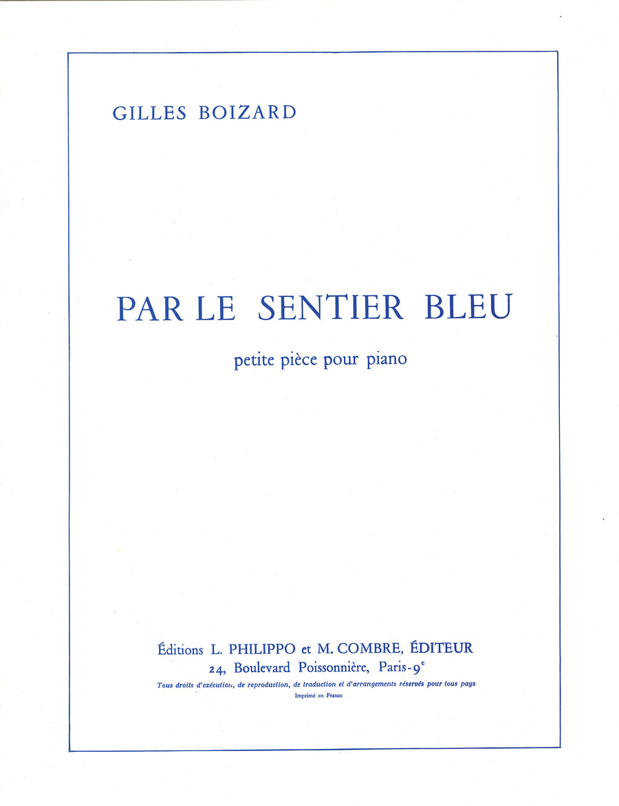 Par le sentier bleu - partition piano, Gilles Boizard