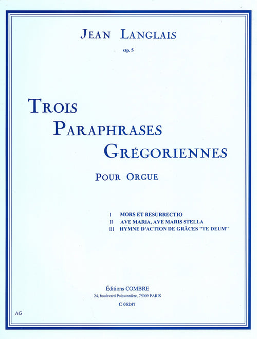 Paraphrases grégoriennes (3) Op.5 - partition orgue, Jean Langlais