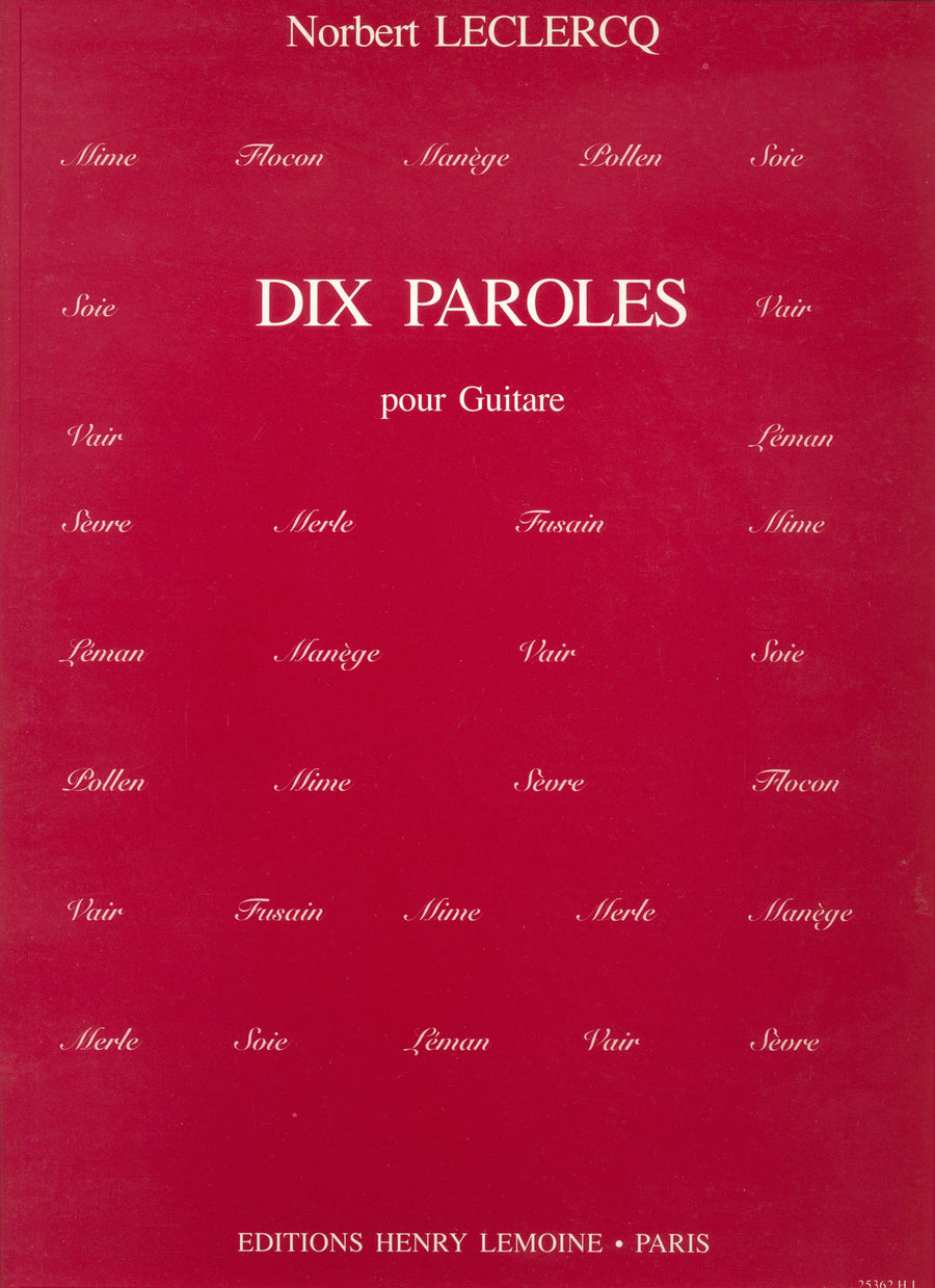 Paroles (10) - partition guitare, Norbert Leclercq