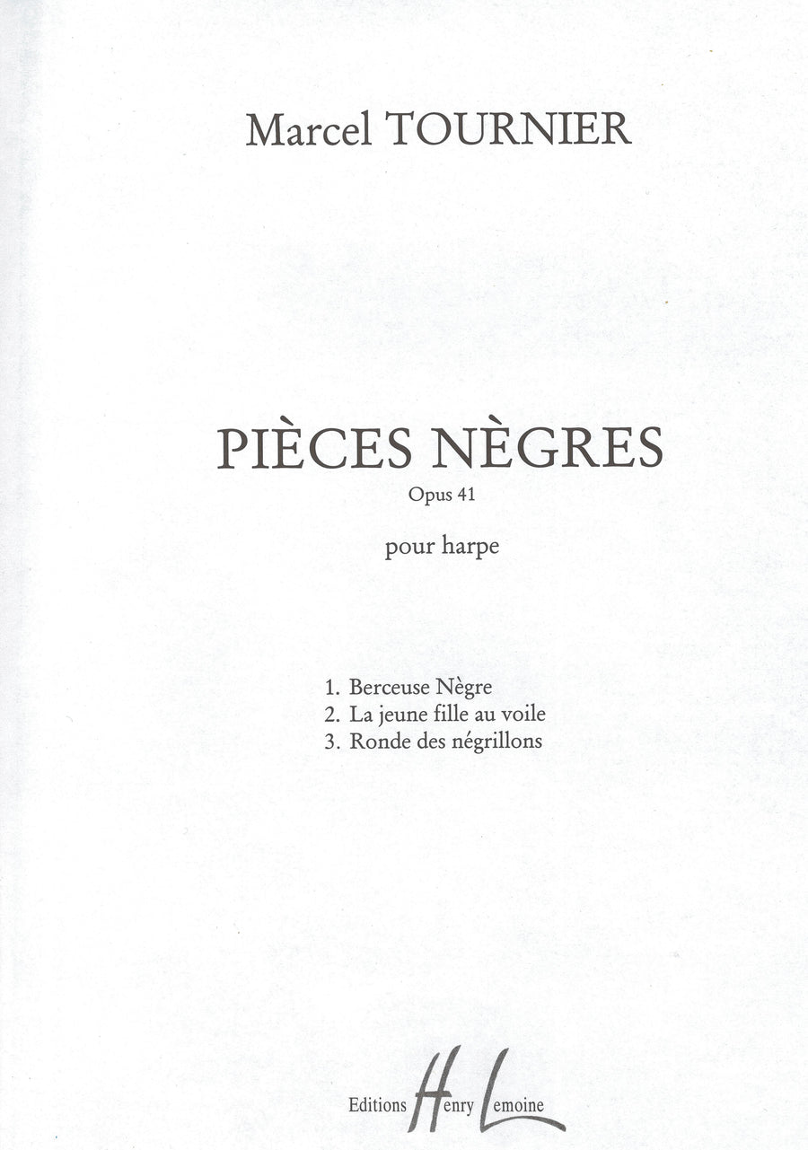 Pièces nègres (3) Op.41 - partition harpe, Marcel Tournier