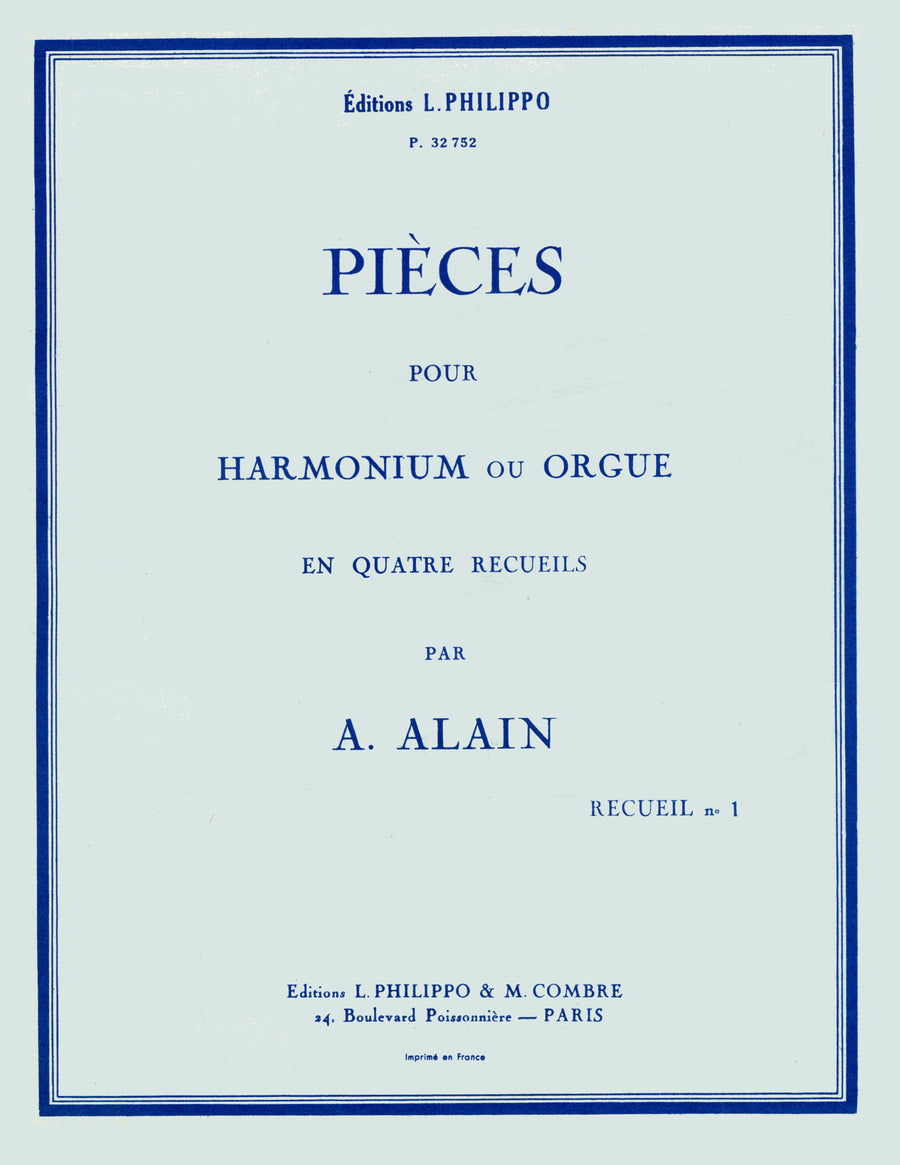 Pièces Vol.1 - partition orgue, Albert Alain