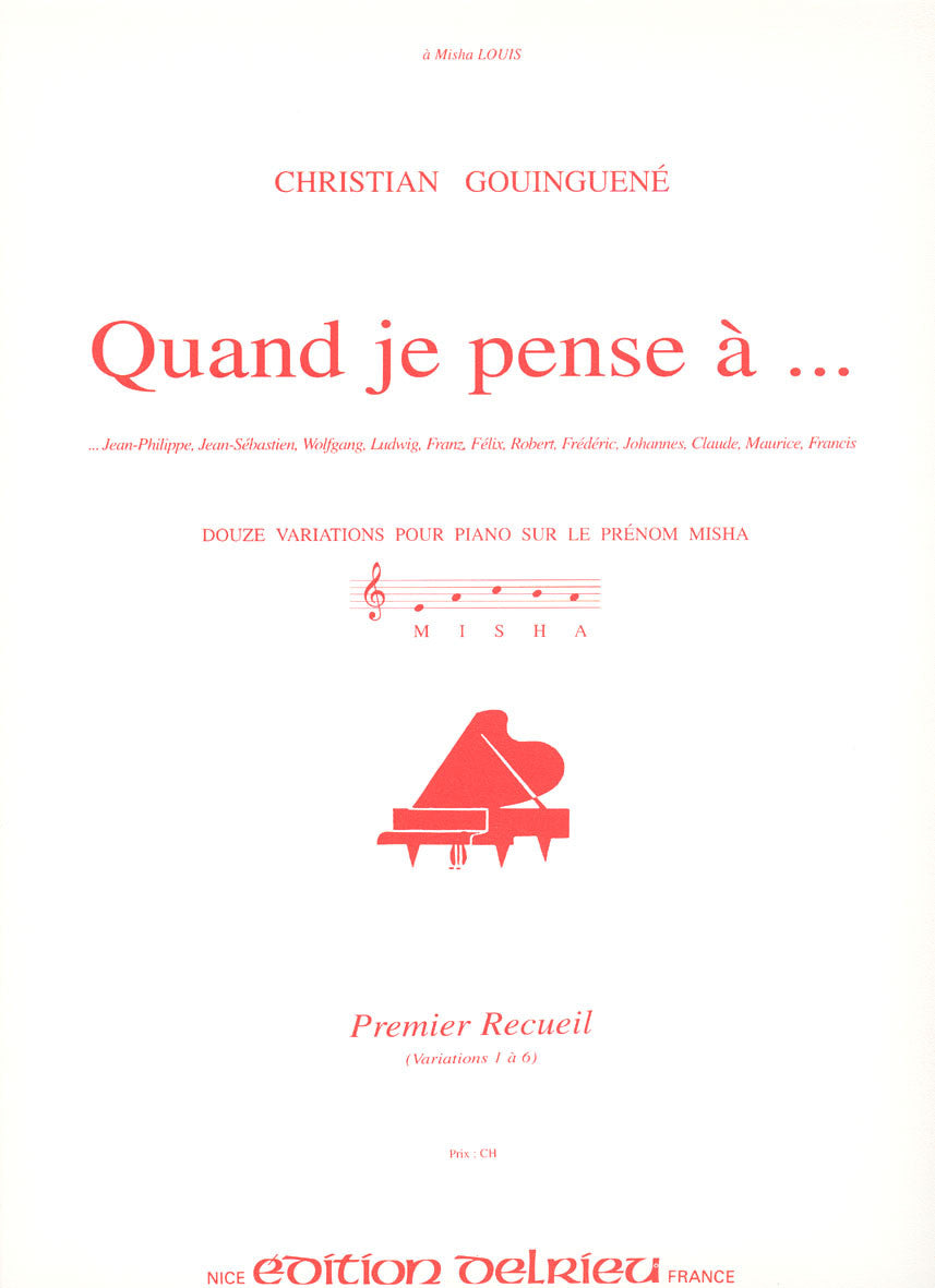 Quand je pense à... Vol.1 - partition piano, Christian Gouinguene