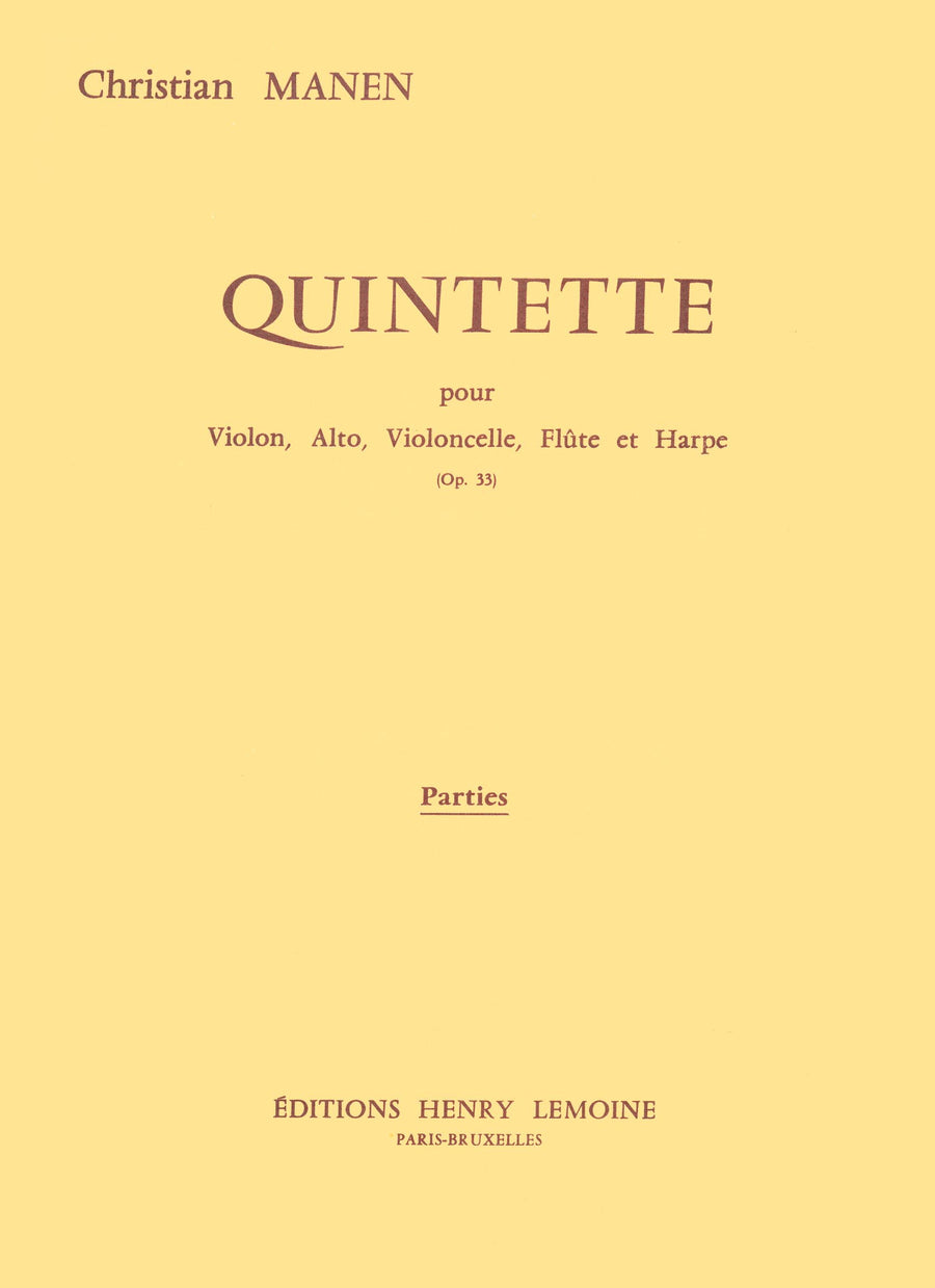 Quintette Op.33 - partition violon, Christian Manen