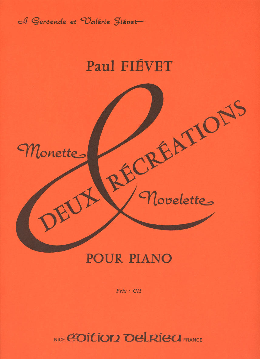 Récréations (2) - partition piano, Paul Fievet