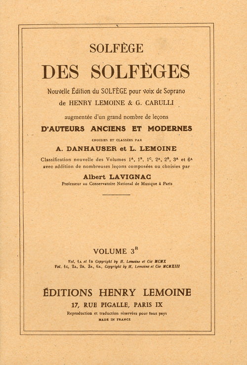Solfège des Solfèges Vol.3B sans accompagnement - solfège, Albert Lavignac