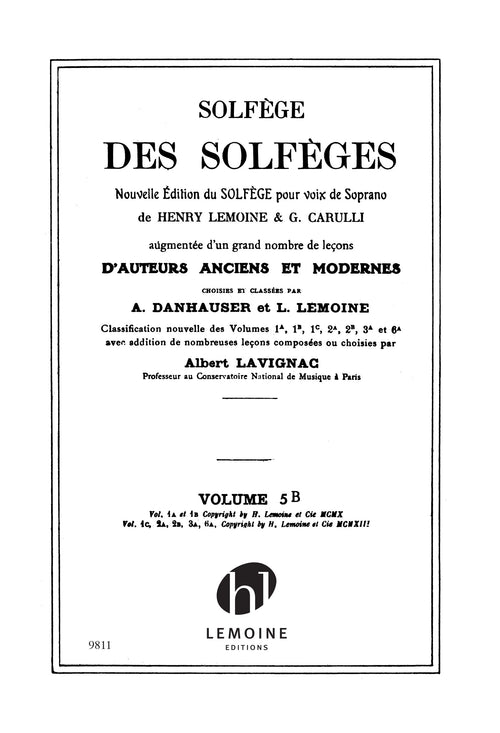 Solfège des Solfèges Vol.5B sans accompagnement - solfège, Albert Lavignac