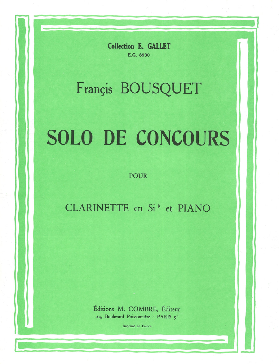 Solo de concours - partition clarinette, Francis Bousquet