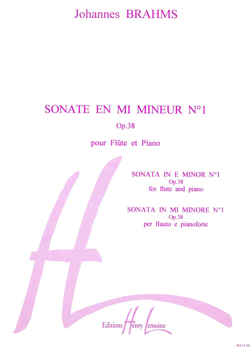 Sonate n°1 Op.38 en Mi min. - partition flûte, Johannes Brahms