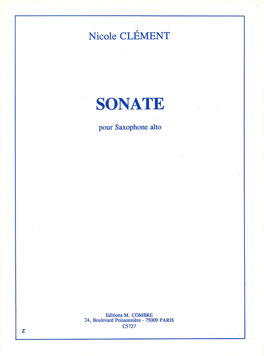 Sonate - partition saxophone, Nicole Clément (FR)