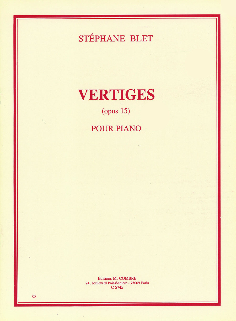 Vertiges Op.15 - partition piano, Stéphane Blet