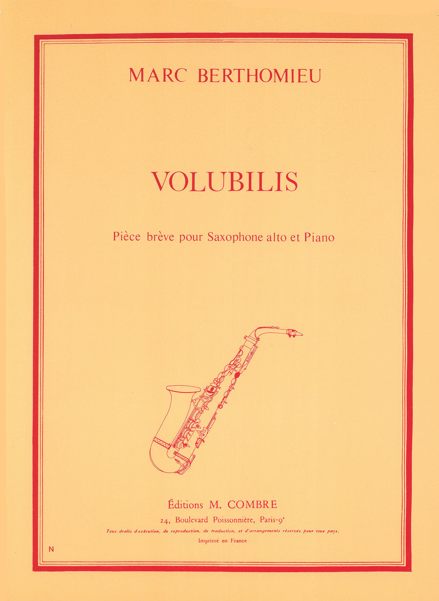 Volubilis - partition saxophone, Marc Berthomieu